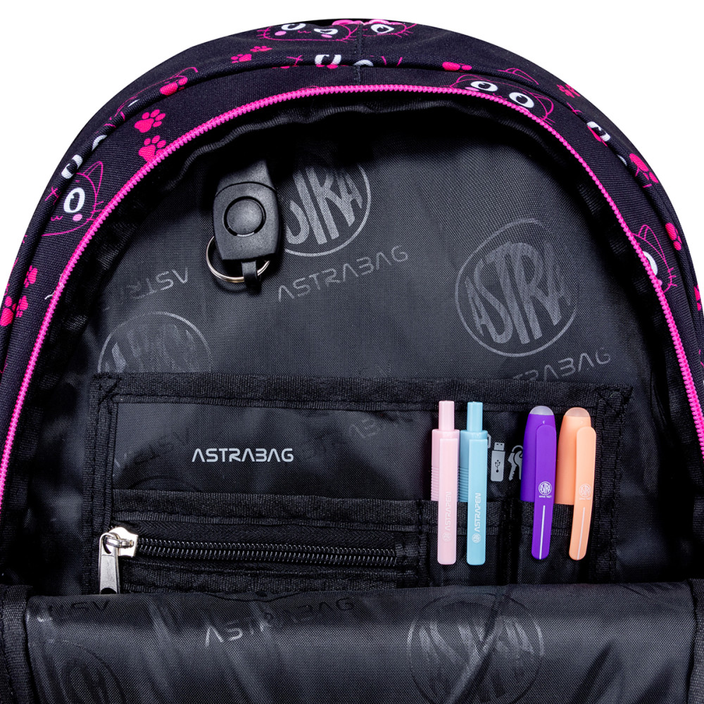 Ghiozdan Astra Ab300, 3 Compartimente, 42x30x19 Cm, Negru
