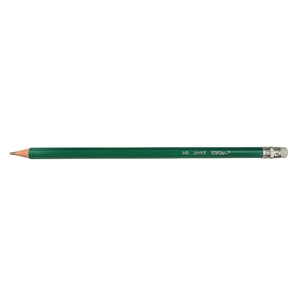 Creion Grafit Evoffice, Cu Radiera Hb, Ascutit Verde