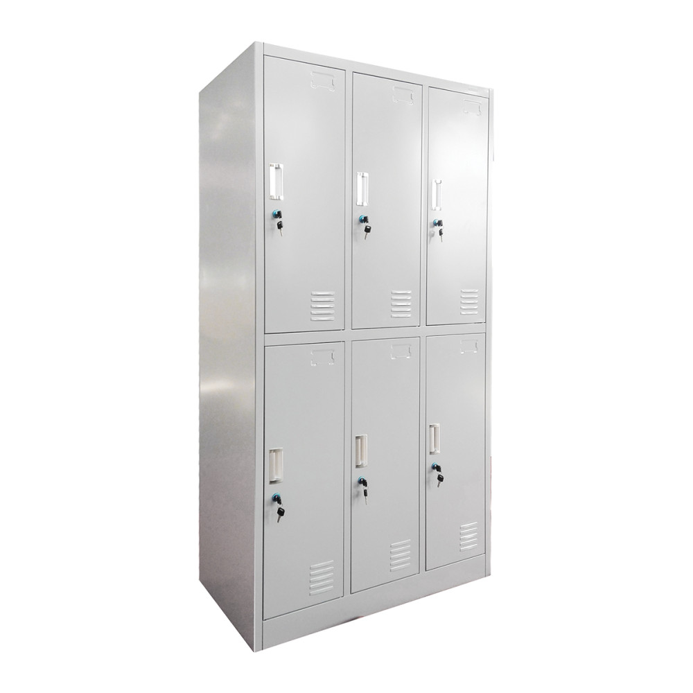 Vestiar Metalic Triplu Cu 6 Usi, 90x45x185cm Gri