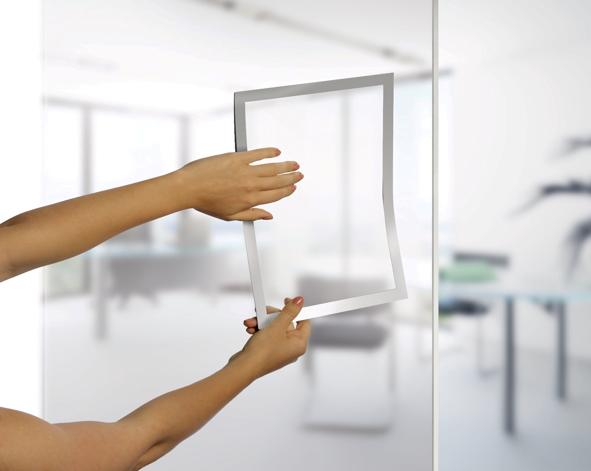 Display magnetic Durable Duraframe, A4, argintiu, 2 bucati/set