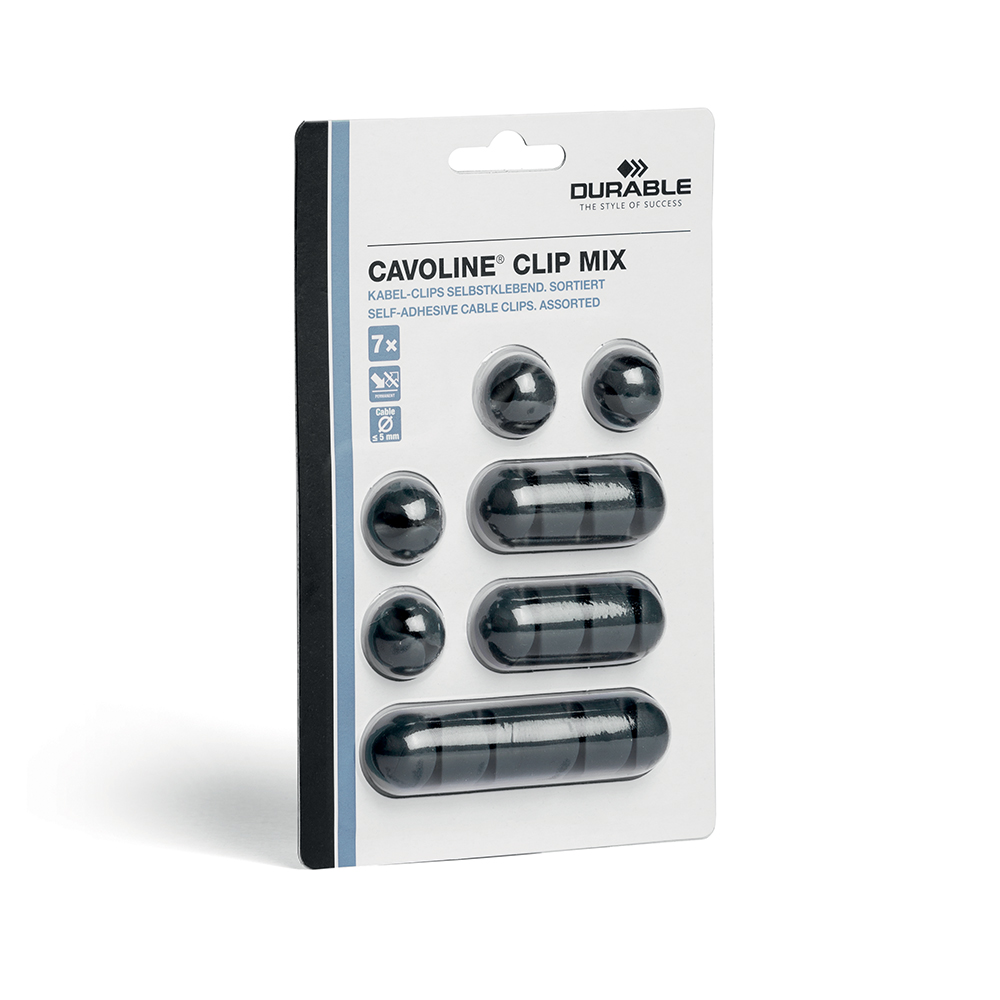 Clips autoadeziv Durable pentru cabluri 7 bucati/set c cate 2 pentru 1 2 3 cabluri si 1 pentru 4 cabluri ideal pt cabluri cu diametru de pana la 5 mm negru