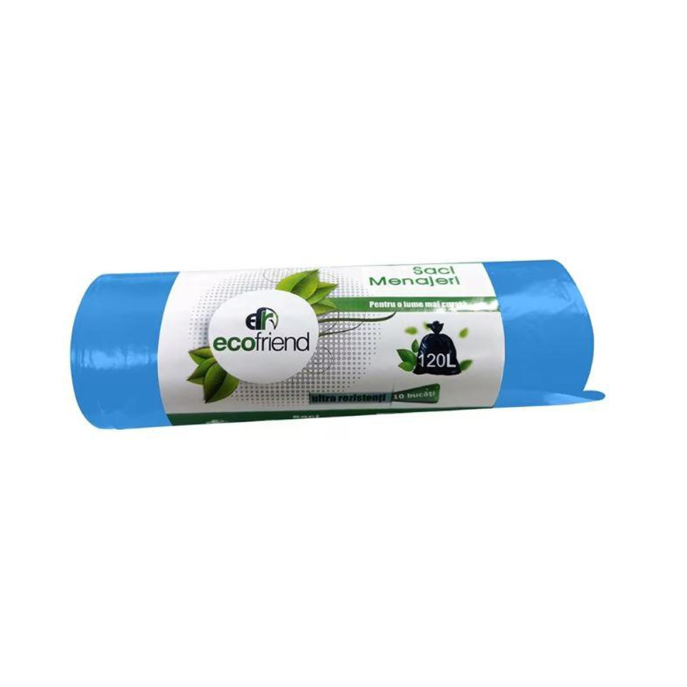 Saci Menaj Ldpe Ecofriend, Albastru, 120 Litri, 10 Bucati/rola