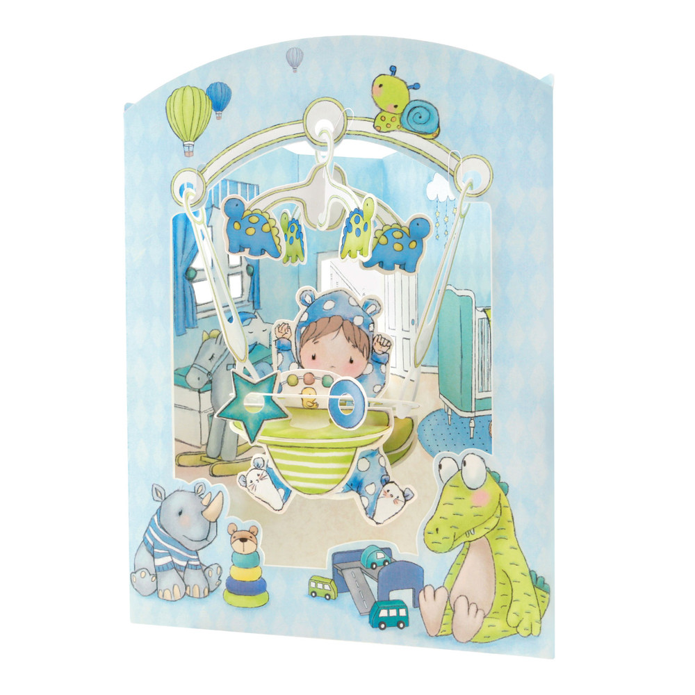 Felicitare 3d, Santoro, Design Baiat, Swing Card, Cadou Unic