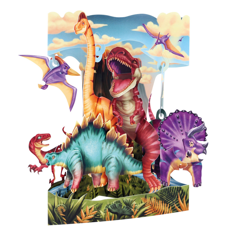 Felicitare 3d Santoro, Design Dinozauri, Pop-up, Componente Mobile