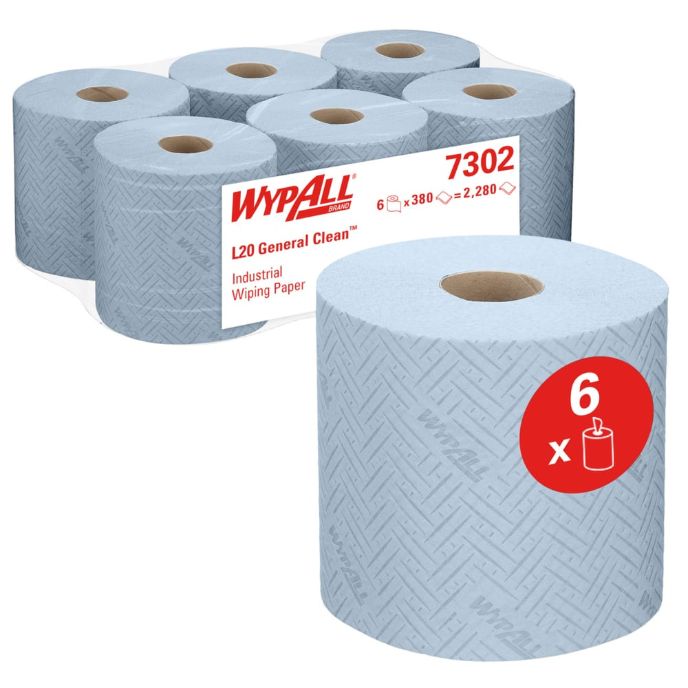 Lavete In Rola Kimberly-clark L20, Industrial, 2 Straturi, 6 Role/bax, Albastre