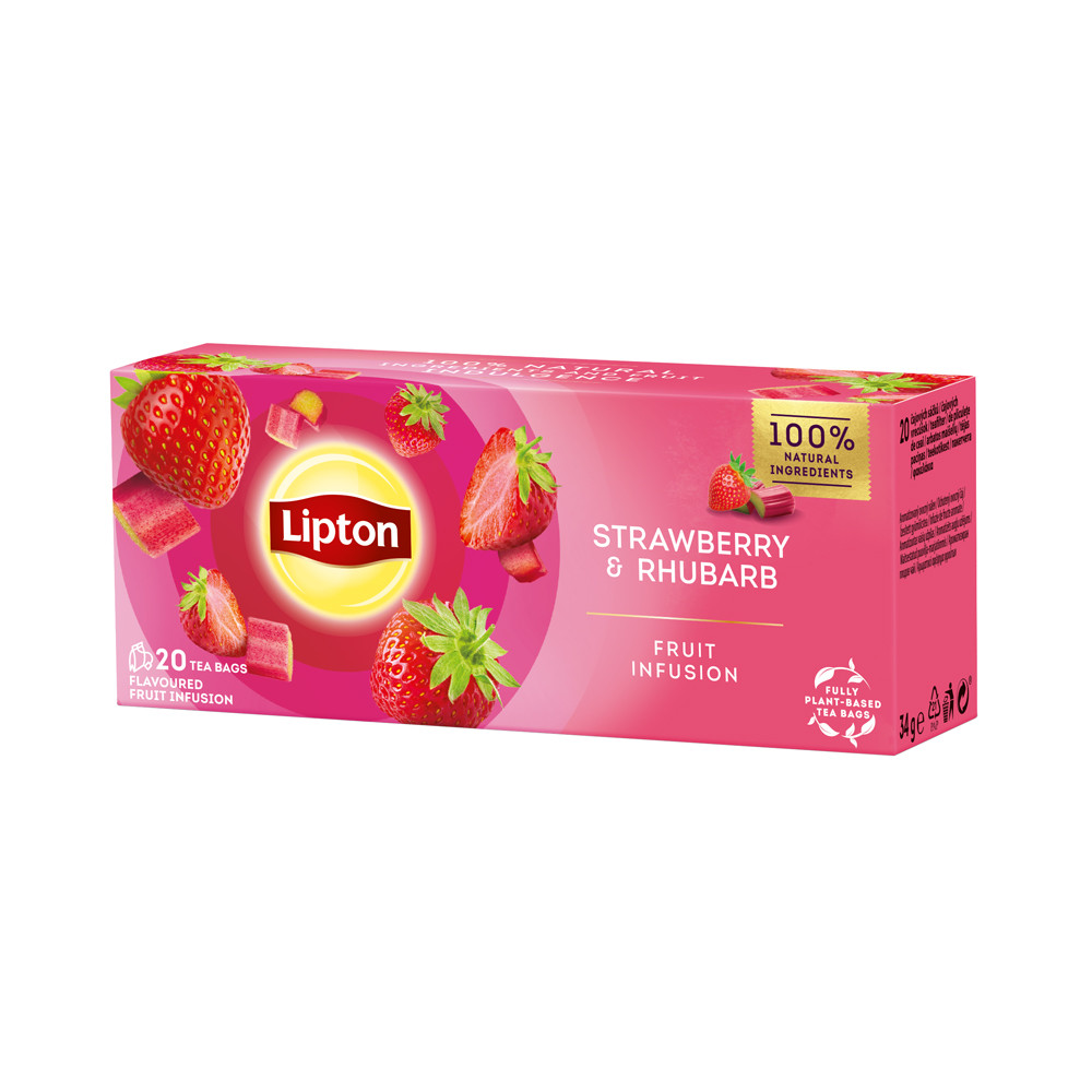 Ceai Negru Lipton, Capsuni Si Rubarba, 20 Plicuri/cutie