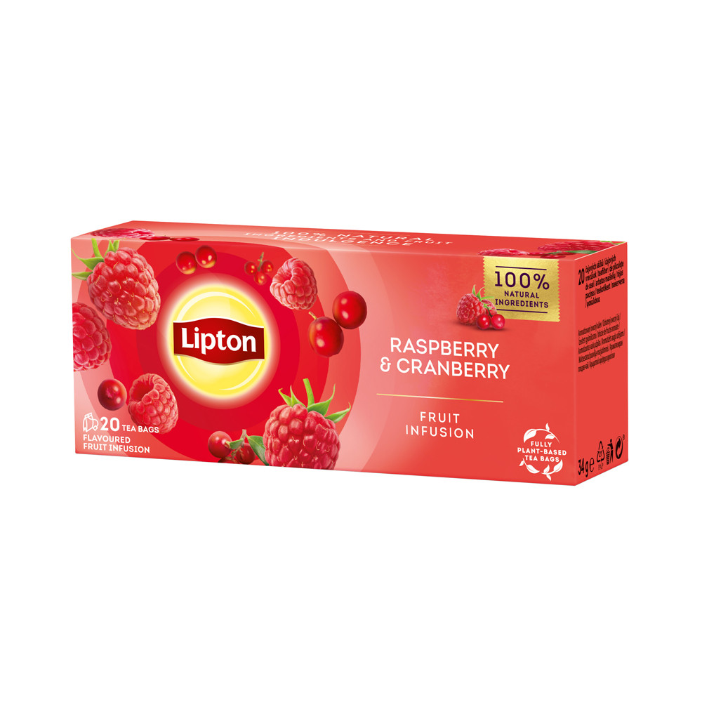 Ceai Negru Lipton, Zmeura Si Merisoare, 20 Plicuri/cutie