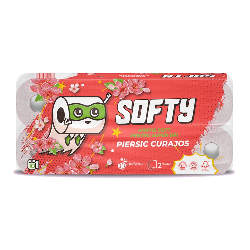 Hartie Igienica Softy Piersica, 2 Straturi Alba, 12 M, 10 Role/set
