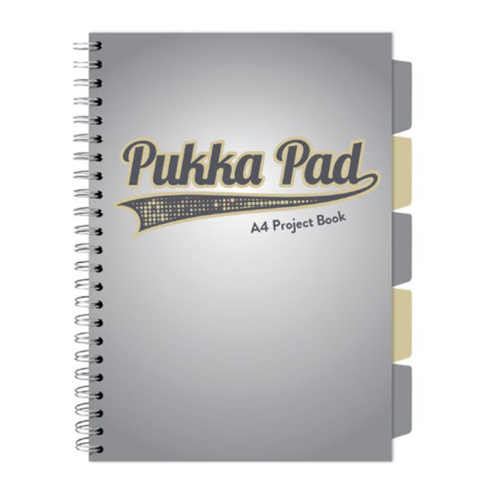 Caiet A4 Cu Spira Si Separatoare Pukka Pad Project Book, 200 File, Matematica, Gri Caiet A4 Cu Spira Si Separatoare Pukka Pad Project Book, 200 File, Matematica, Gri