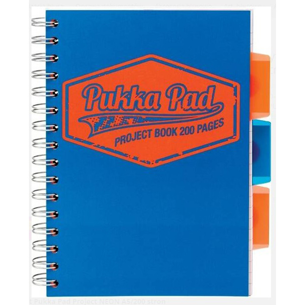 Caiet Cu Spirala Si Separatoare Pukka Pad Project Book Neon, A5, 200 Pagini, Matematica, Albastru