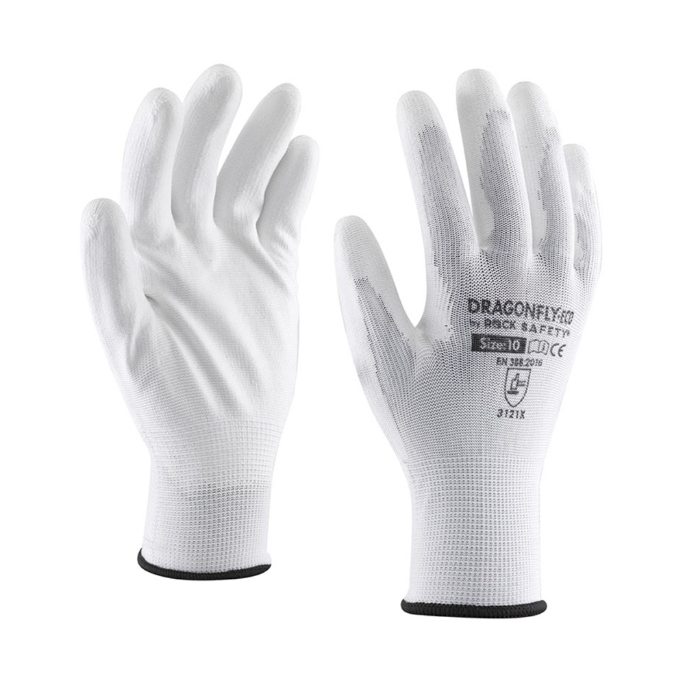 Manusi Poliester, Imersate Pu Dragonfly-eco, Albe, Marimea 7