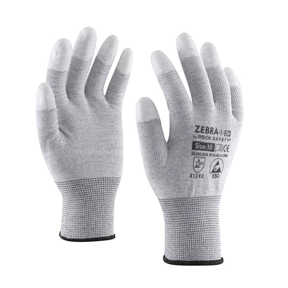 Manusi Rock Safety Zebra Esd Poliester, Fibra Carbon, Mersate, Marimea 8