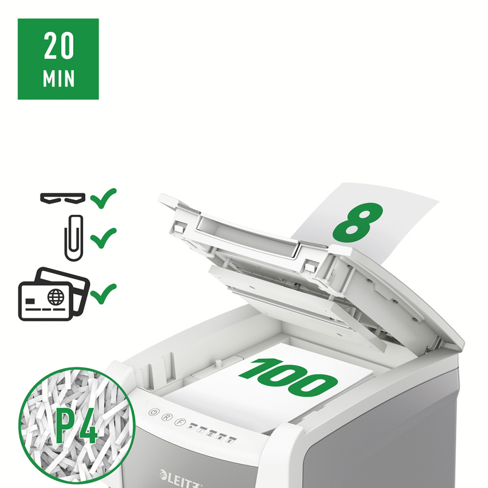 Distrugator Documente Automat, Leitz Iq Small Office, P4, Cross-cut, 100 Coli