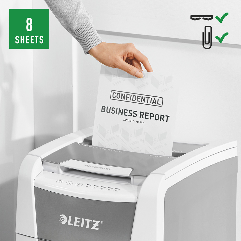 Distrugator Documente Automat, Leitz Iq Small Office, P4, Cross-cut, 100 Coli