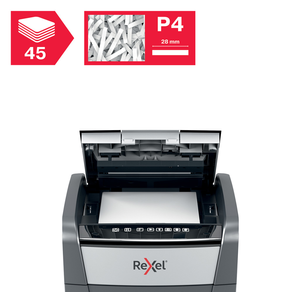 Distrugator Documente Automat, Rexel Optimum 45x, P4, Cross-cut, 45 Coli