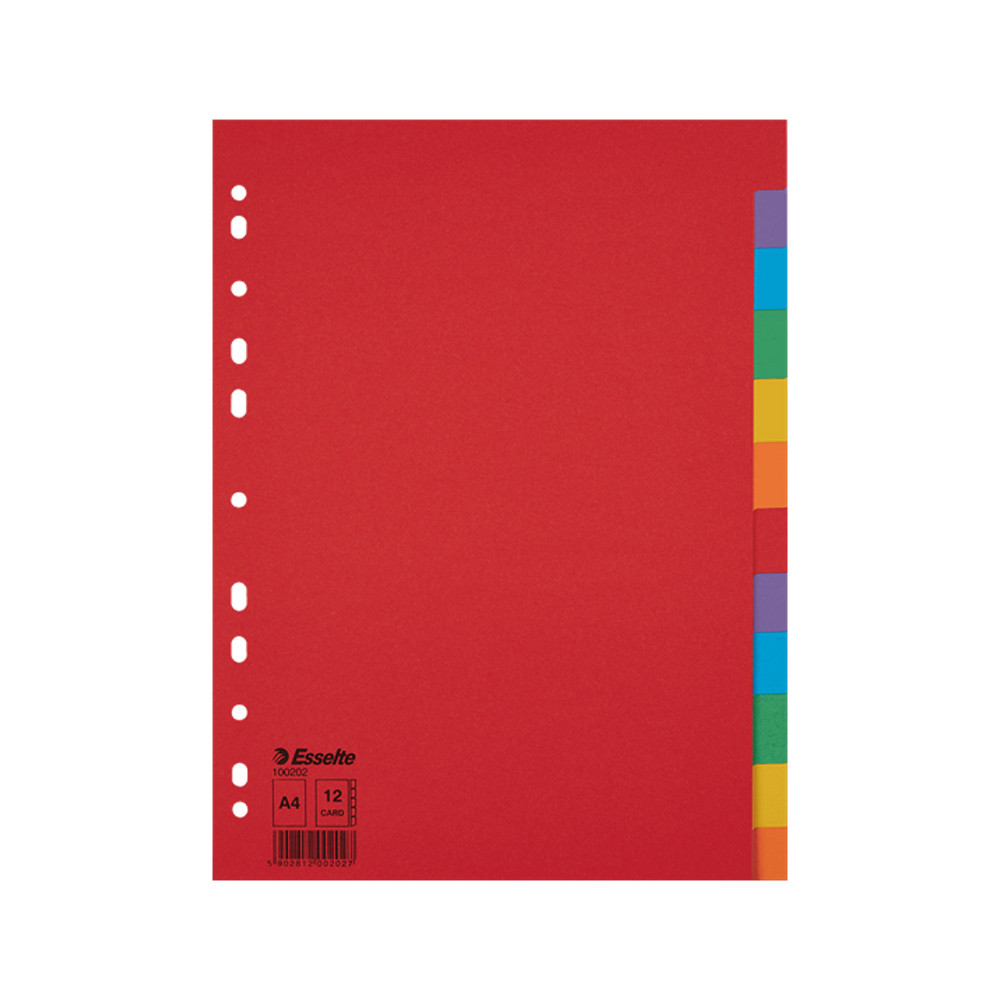 Separatoare Din Carton Esselte, A4, 12 Taste Multicolor