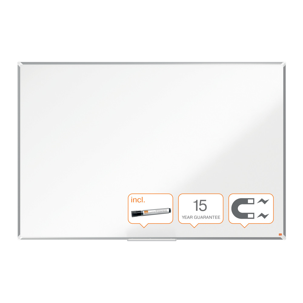 Tabla Nobo Premium Plus, Otel Lacuit, 240x120 Cm, Magnetica, Include Marker Si Tavita, Alb