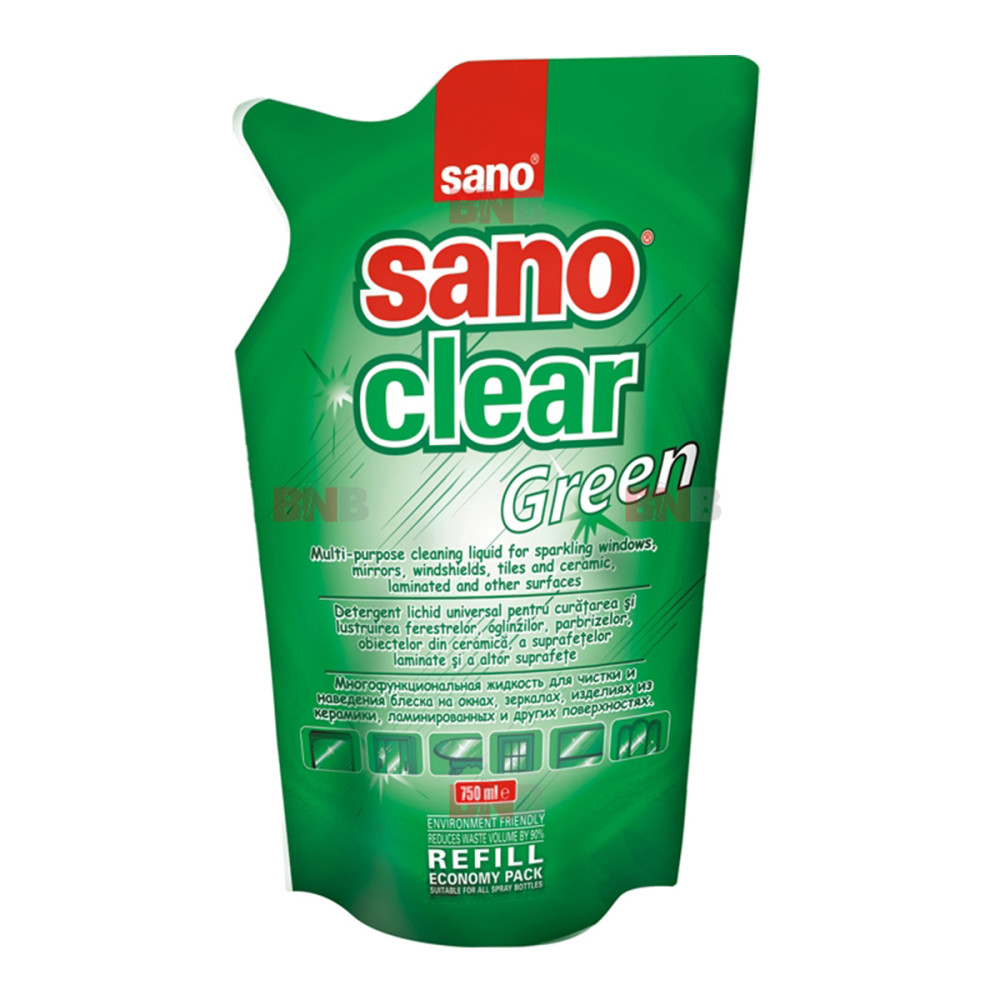Rezerva Detergent Geamuri Sano Clear Green, 750 Ml