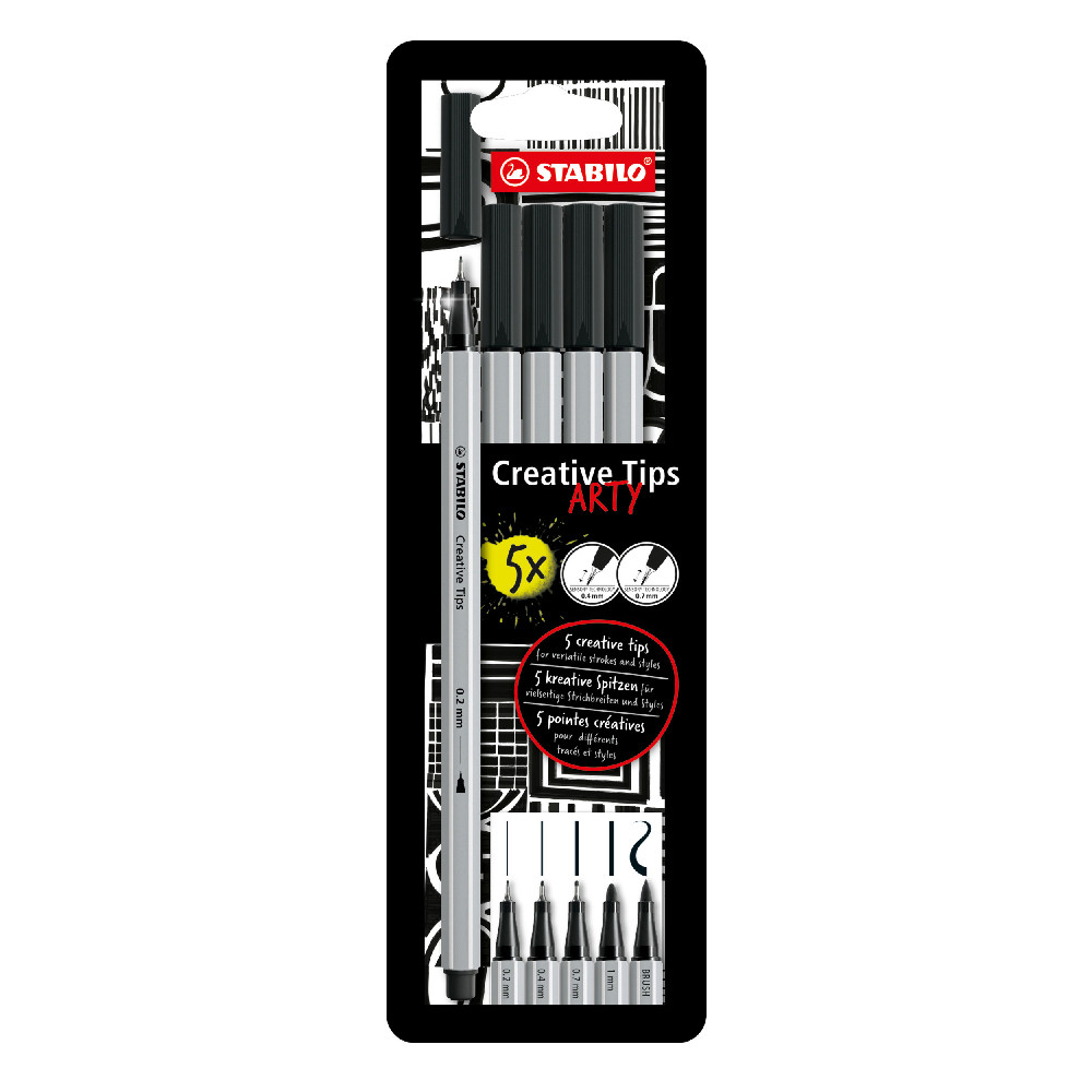 Carioca Stabilo Crativ Tips, Negru, 5 Bucati/set