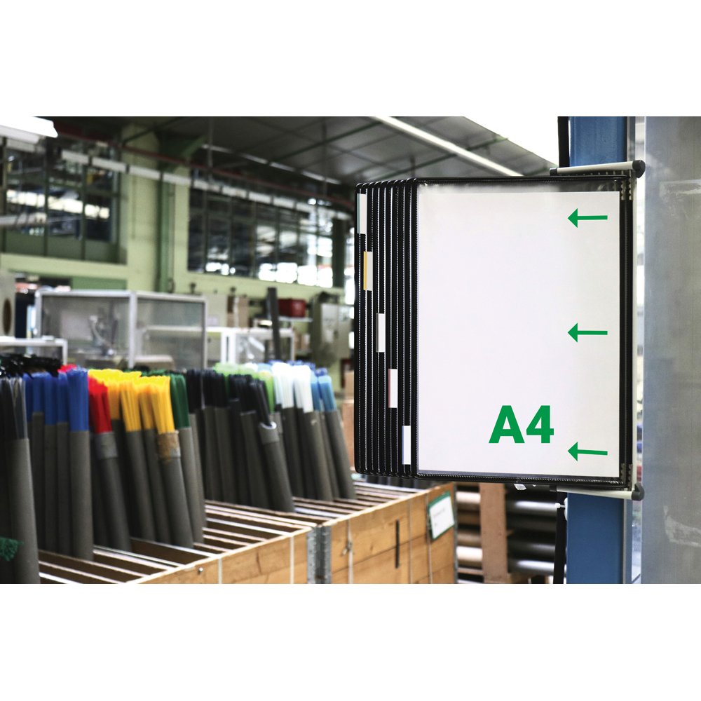 Kit complet Tarifold, din otel, pentru perete, A4, 10 display-uri, negru