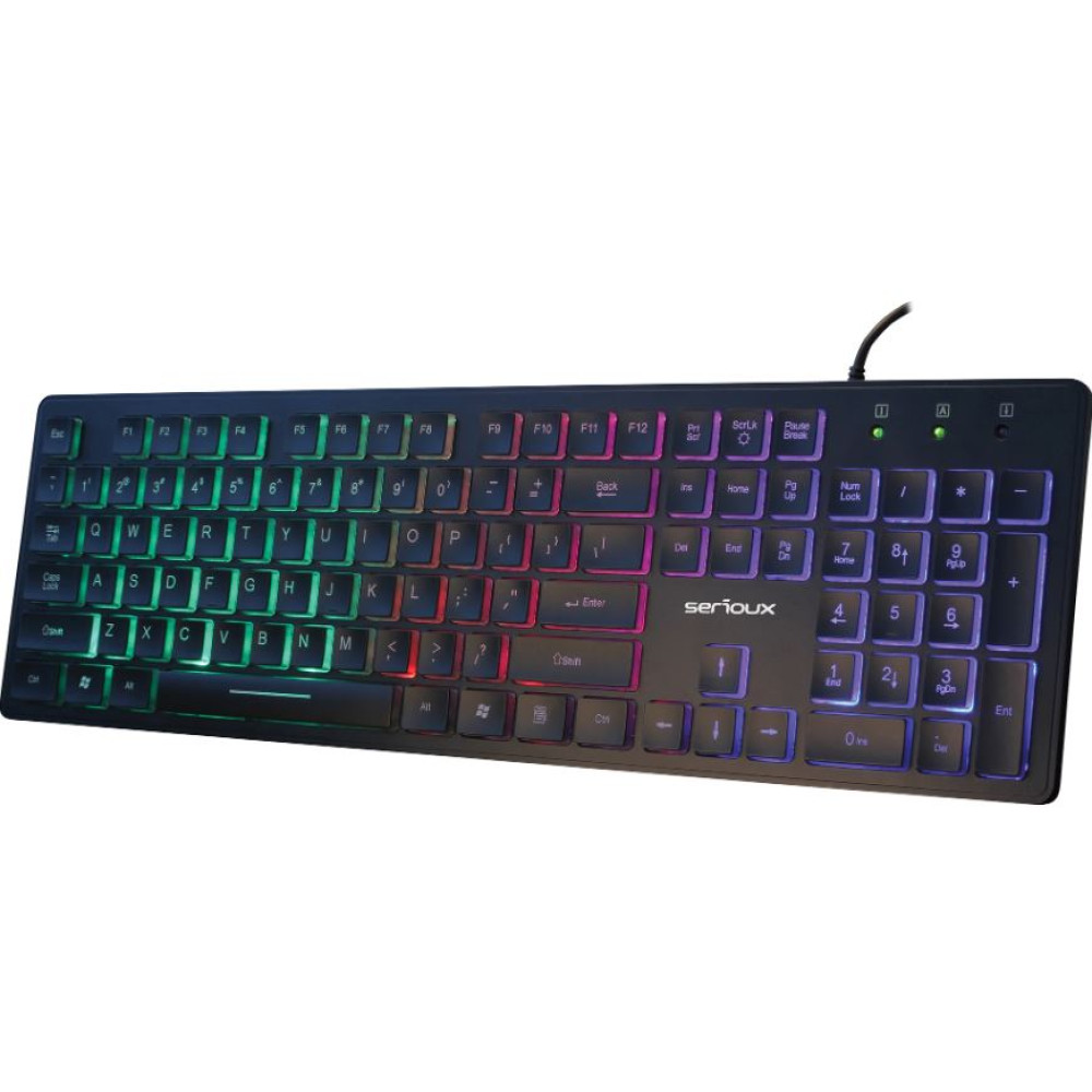 Tastatura Serioux 9500i, Cu Fir, Us Layout, Iluminata, Taste Tip Chiclet, Usb, Neagra