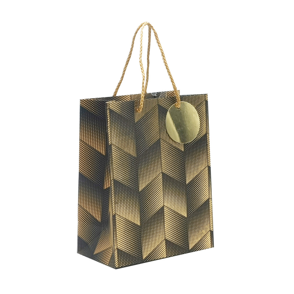 Punga Cadou 18x23x10 Cm, Design Negru Cu Auriu Punga Cadou 18x23x10 Cm, Design Negru Cu Auriu