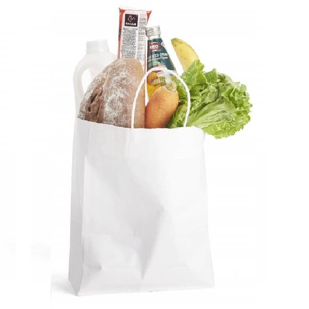 Sacose din Hartie Alba, 100 Buc/Bax, Dimensiune 16x9x21 cm, Pungi si Plase pentru Cadouri, Punga pentru Cadou, Set de Pungi Albe, Sacose Albe din Hartie, Pungi din Hartie Albe, Punga de Hartie Clasica