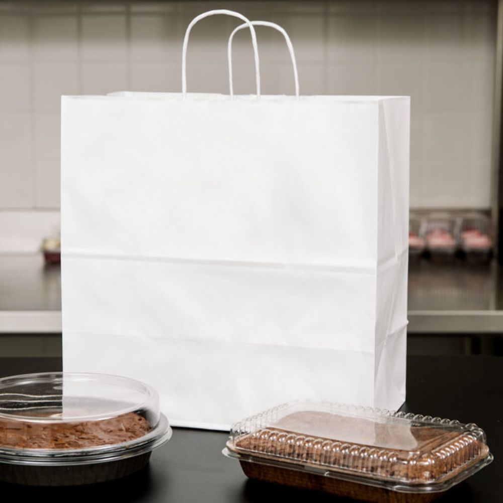 Set 100 de Sacose Hartie pentru Cadouri, BrandPaper, 18x9x25 cm, Albe, Pungi Hartie Kraft Alba pentru Cadouri, Set de Pungi Hartie Kraft pentru Cadouri, Punga de Hartie pentru Aniversari, Ambalaj pentru Cadou BrandPaper