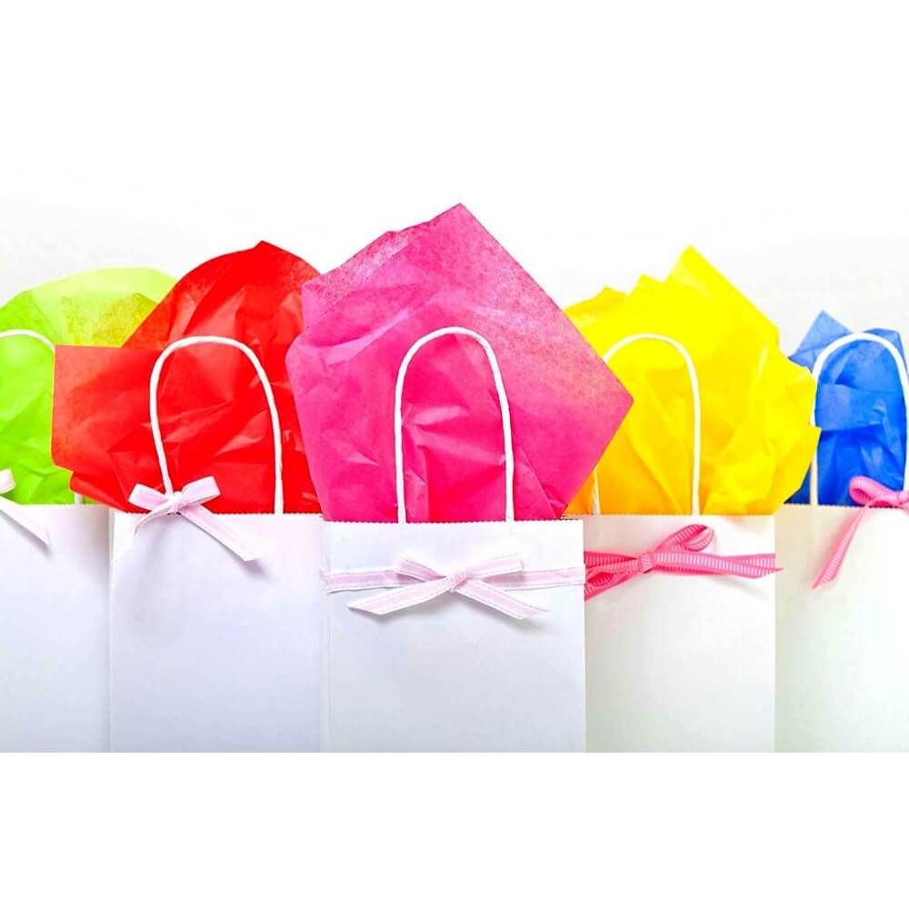 Set 100 de Sacose Hartie pentru Cadouri, 25x14x30.5 cm, Albe, Pungi Hartie Kraft Alba pentru Cadouri, Set de Pungi Hartie Kraft pentru Cadouri, Punga de Hartie pentru Aniversari, Ambalaj pentru Cadou BrandPaper