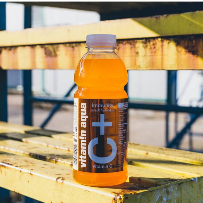 Bautura Racoritoare Merlin's Vitamin Aqua C+ Immunity, 0.6 l, Ananas si Fructul Pasiunii, Apa cu Vitamine, Apa cu Vitamine si Minerale, Bautura cu Adaos de Vitamine, Bautura cu Adaos de Minerale, Bautura Racoritoare Merlin