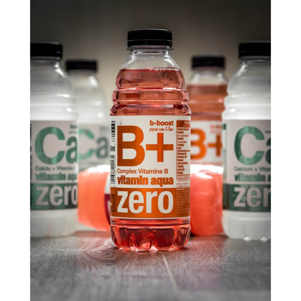 Bautura Racoritoare Merlin's Vitamin Aqua B+ B-Boost, 0.6 l, Pepene Rosu si Lime, Apa cu Vitamine, Apa cu Vitamine si Minerale, Bautura cu Adaos de Vitamine, Bautura cu Adaos de Minerale, Bautura Racoritoare Merlin