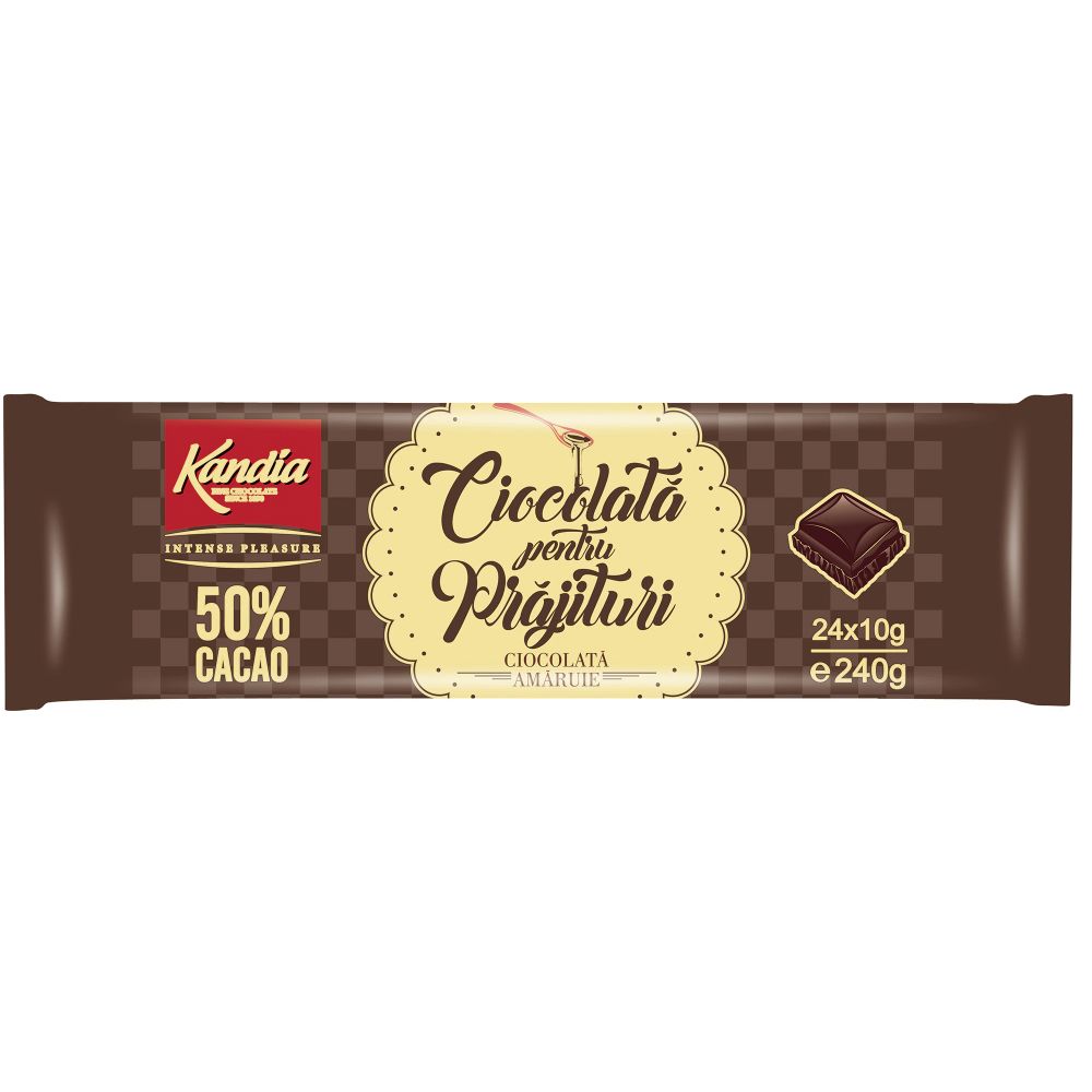 Ciocolata pentru Prajituri, Cacao 40% Kandia, Cantitate 240 g