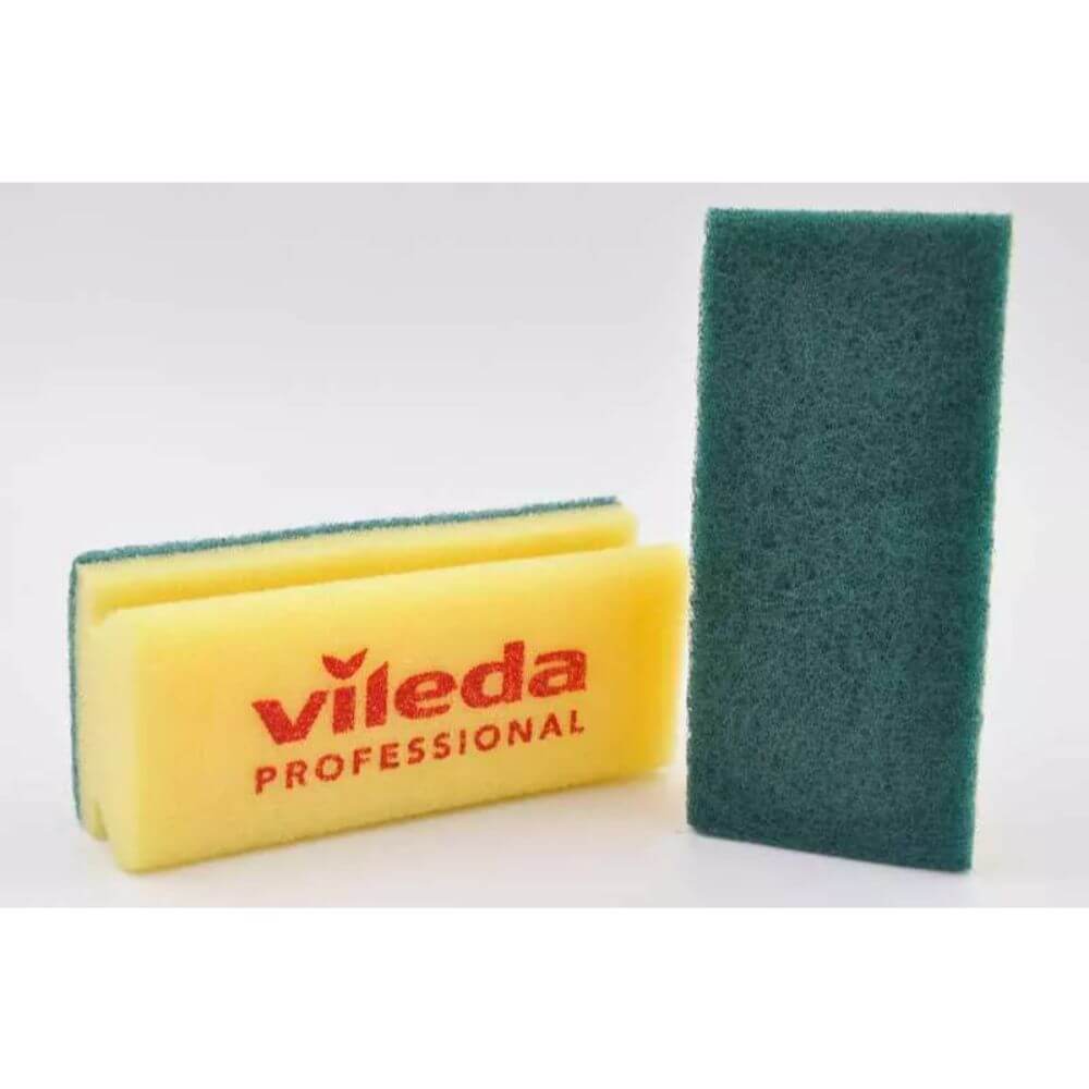 Set 10 Bureti VILEDA Strong, Spuma Poliuretanica Galbena si Fibra Abraziva, Bureti cu Spuma si Fibra Abraziva, Bureti Vase VILEDA, Bureti cu Canelura, Bureti de Vase, Bureti cu Canelura pentru Vase, Bureti pentru Spalat Vasele