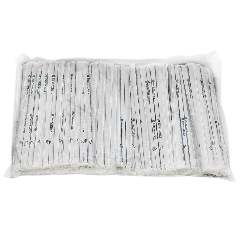 Paie Biodegradabile Drepte din PLA, Dimensiune 240x8 mm, 250 Buc/Set