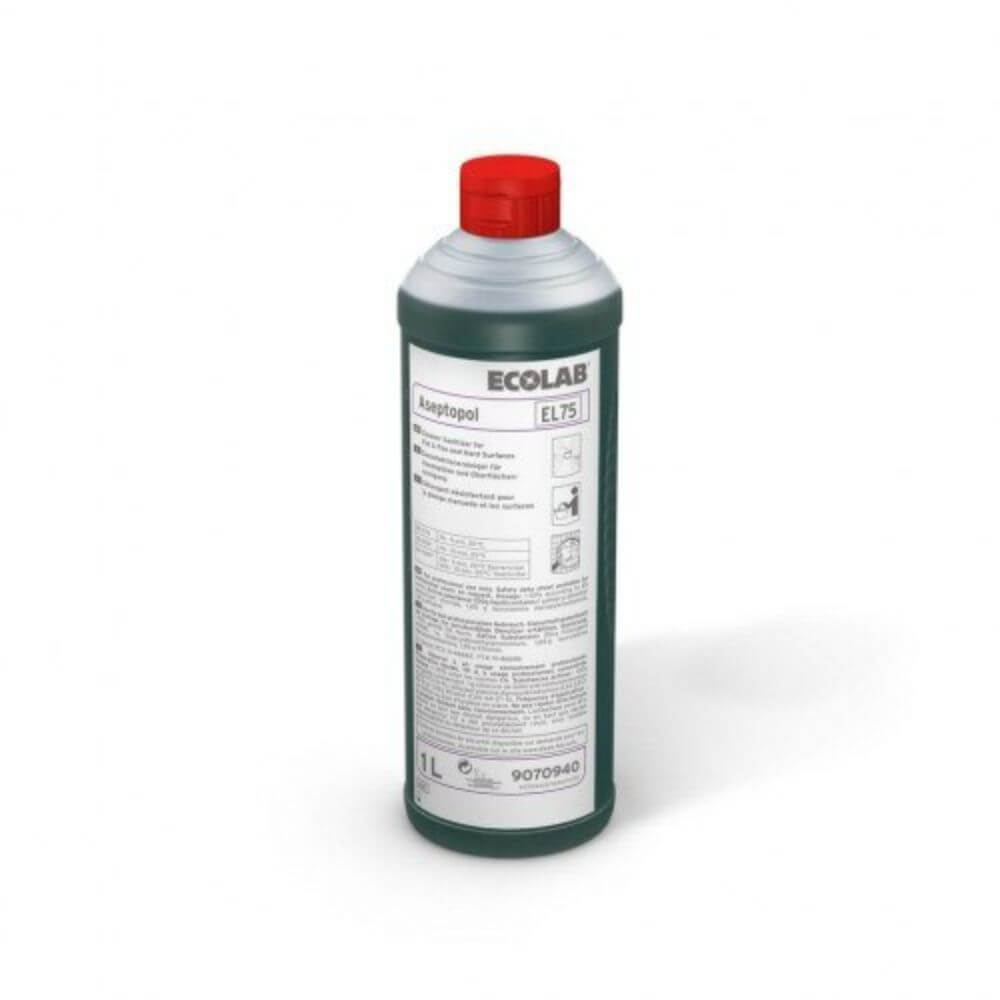 Detergent Dezinfectant ECOLAB Aseptopol EL 75, 1 L, pentru Oale si Tigai, Curata Suprafetele Dure, Detergent de Vase Dezinfectant, Dezinfectant Profesional de Vase, Dezinfectant Concentrat Profesional de Vase, Dezinfectant Vase de Nivel Inalt