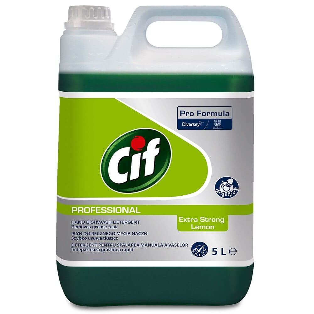 Solutie Vase CIF Professional Extra Strong Lemon, 5L, pentru Bucatarie, Solutie CIF pentru Curatarea si Lustruirea Suprafetelor din Bucatarie, Solutii CIF Degresante Vase, Solutii Curatare Vase, CIF Solutie pentru Vase
