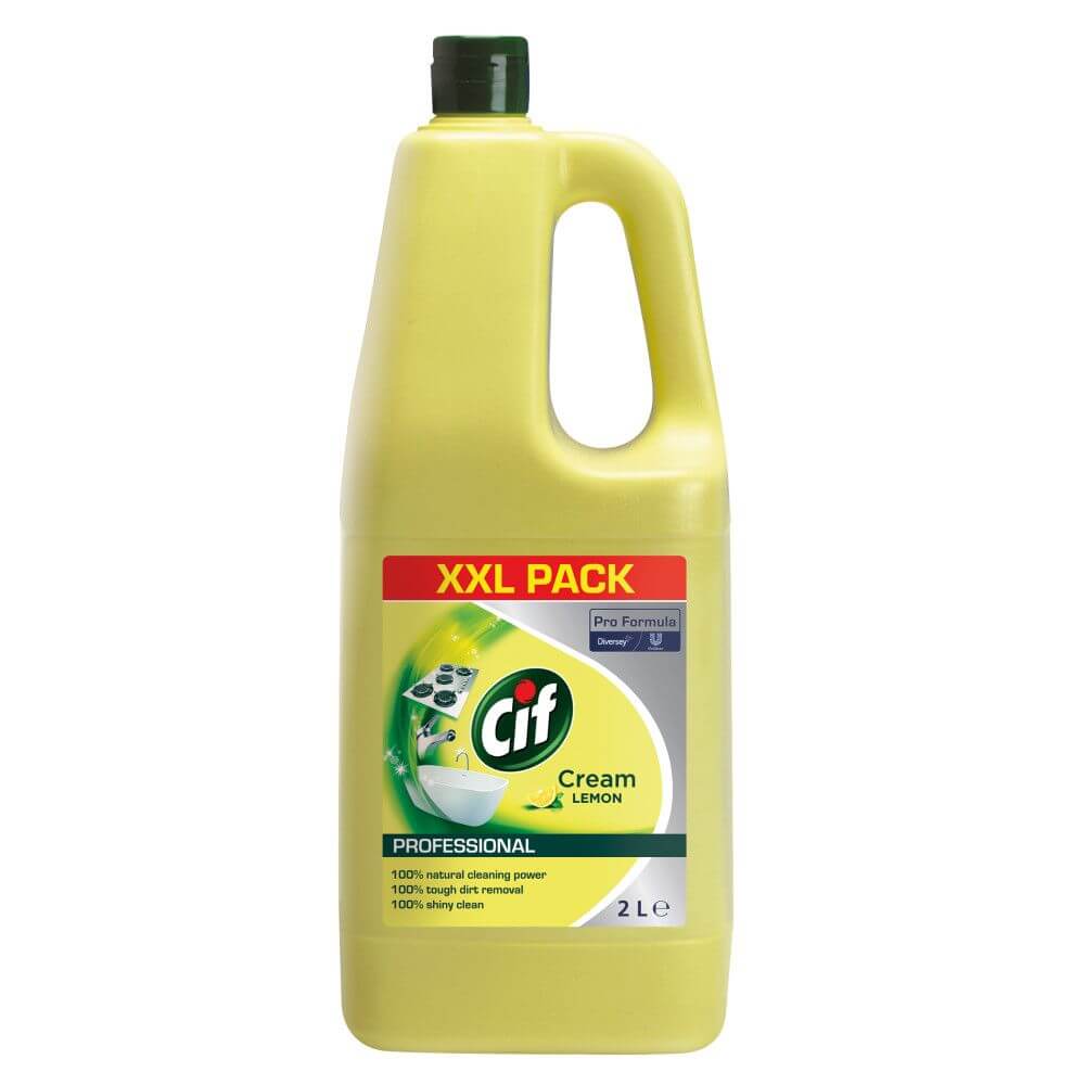 Detergent CIF Cream Lemon, 2 L, Parfum de Lamaie, Solutie Crema Curatat, Detergent Cif pentru Multisuprafete, Detergent Crema pentru Bucatarie, Detergent Crema pentru Baie, Cif Crema de Curatat, Solutii si Produse de Curatenie