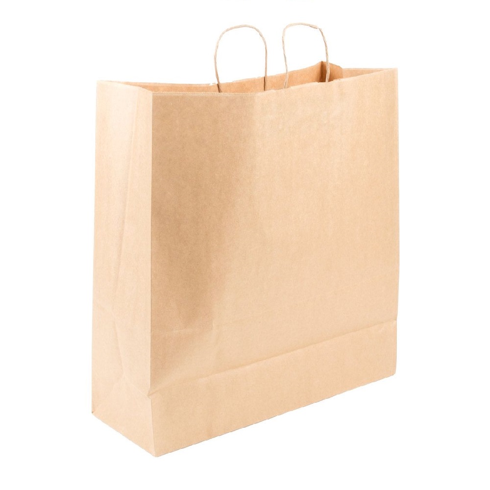 Sacose din Hartie Natur, Dimensiune 28x17x27 cm, 100 Buc/Bax, Pungi si Plase Maro pentru Catering si Evenimente