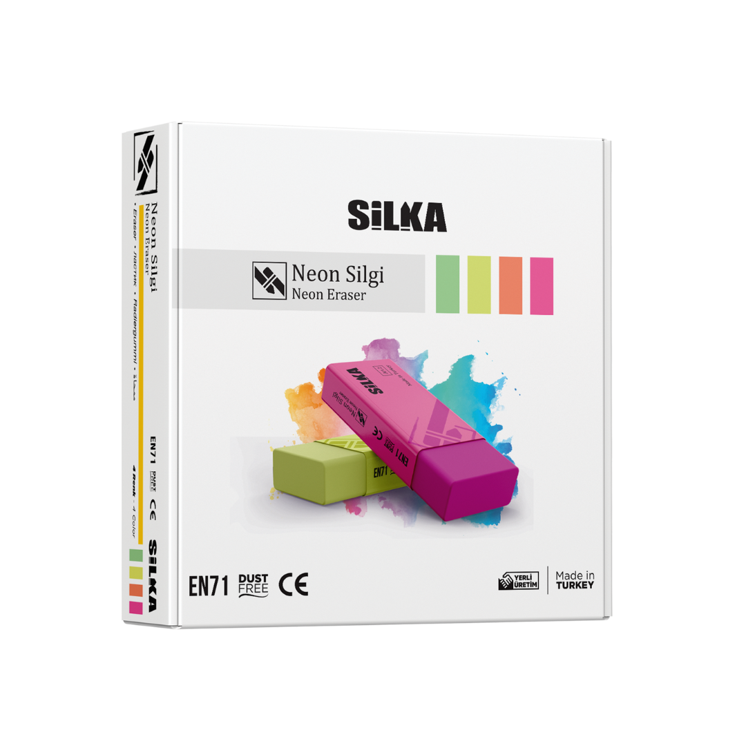 Radiera Pentru Creion, 59.5x22x11mm, Pvc-free, Nu Lasa Reziduuri, Silka Neon - Culori Asortate