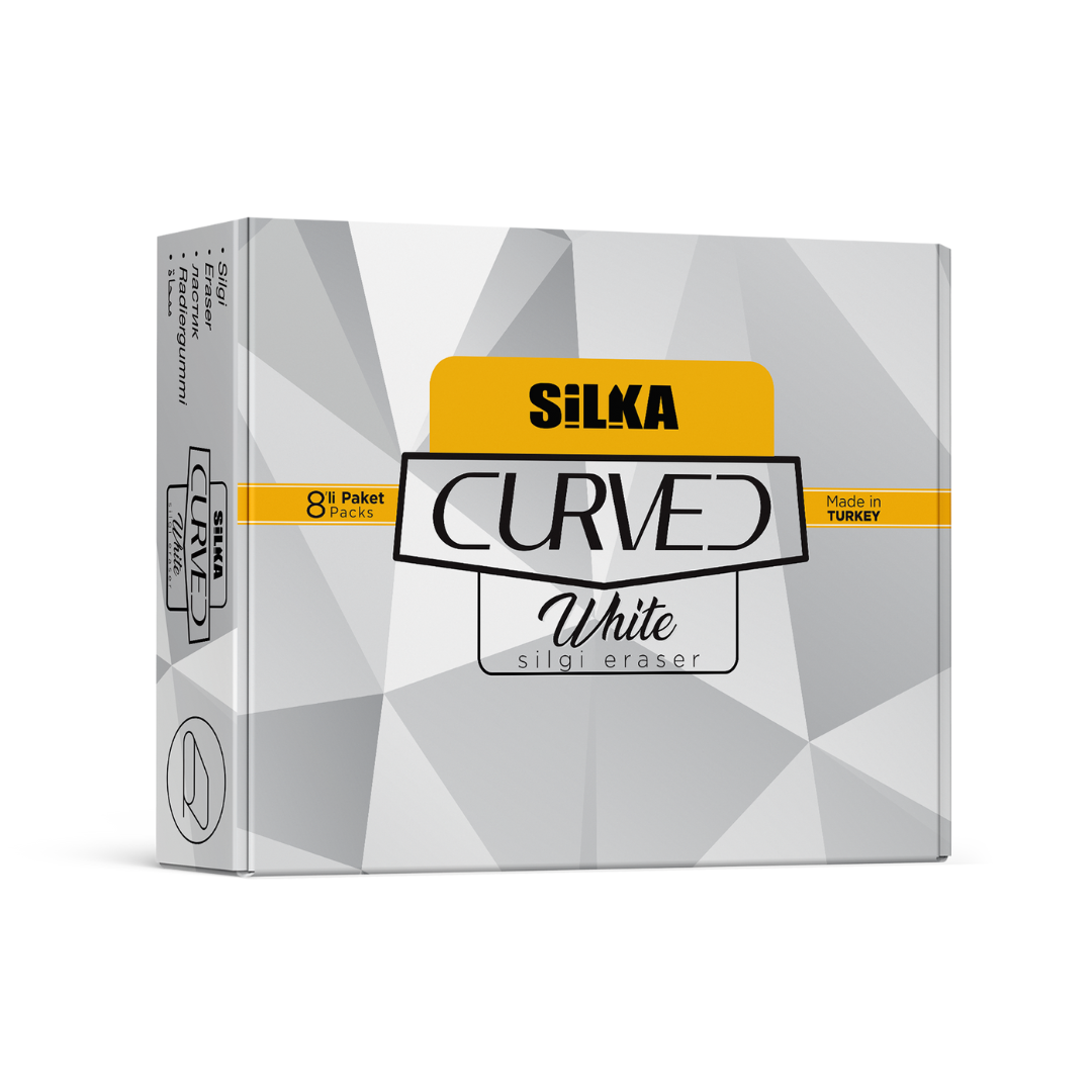 Radiera Pentru Creion, 42x8x23mm, Pvc-free, Nu Lasa Reziduuri, 8buc/set, Silka Curved White - Albe