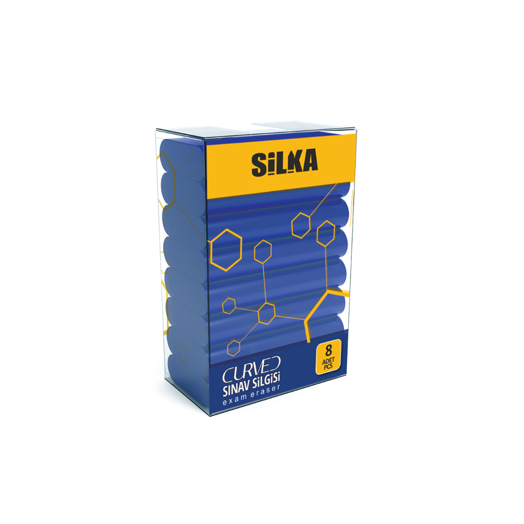 Radiera Pentru Creion, 42x8x23mm, Pvc-free, Nu Lasa Reziduuri, 8buc/set, Silka Curved Exam -albastre