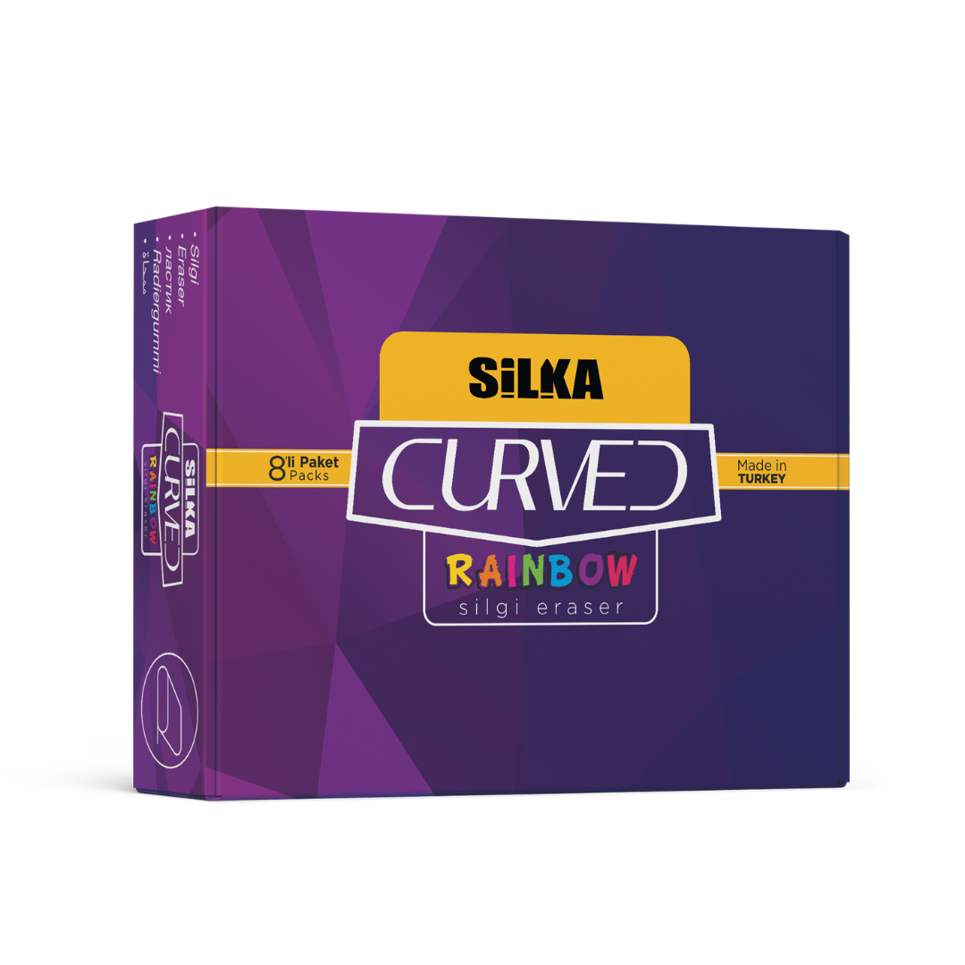 Radiera Pt Creion, 42x8x23mm, Pvc-free, Nu Lasa Reziduuri, 8buc/set, Silka Curved Rainbow - Asortate
