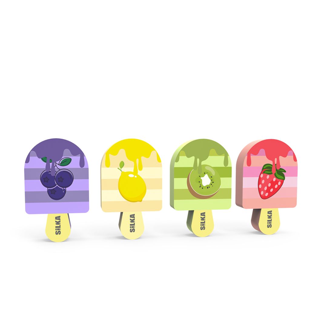 Cutie Cu Radiere Pt Creion, Nu Lasa Reziduuri, 36buc/cutie, Silka Ice Cream-design Inghetata Cu Fruc