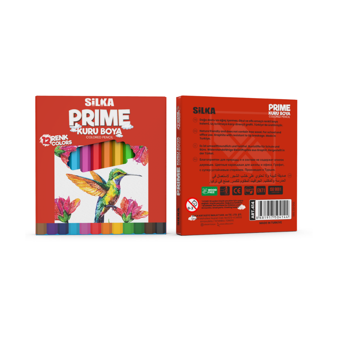 Creioane Colorate, 12 Culori/cutie, Silka Prime