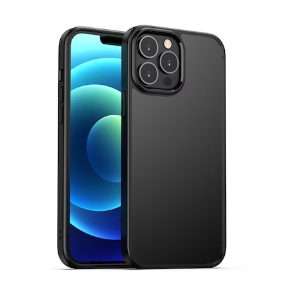 Husa de Protectie pentru Telefon iPhone 12, din TPU Moale, Transparenta, Impermeabila, Rezistenta la Soc, Anti-Cadere, Transparent cu Negru