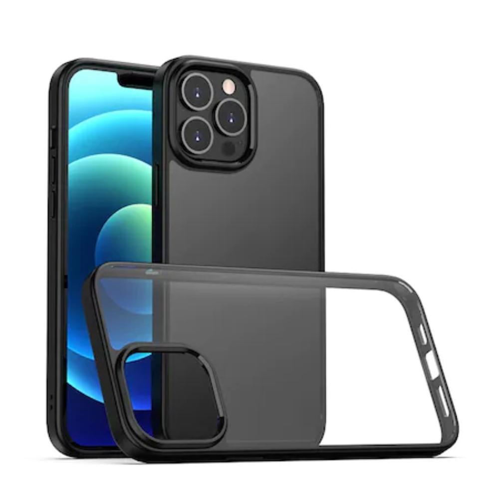Husa de Protectie pentru Telefon iPhone 12 PRO, din TPU Moale, Transparenta, Impermeabila, Rezistenta la Soc, Anti-Cadere, Transparent cu Negru