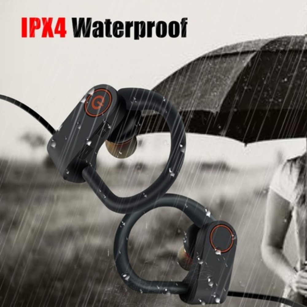 Casti Sport Wireless, Sunet Stereo Binatural, Microfon Incorporat, Functie de Redare Muzica, Rezistente la Apa si la Transpiratie IPX5, Negre cu Rosu