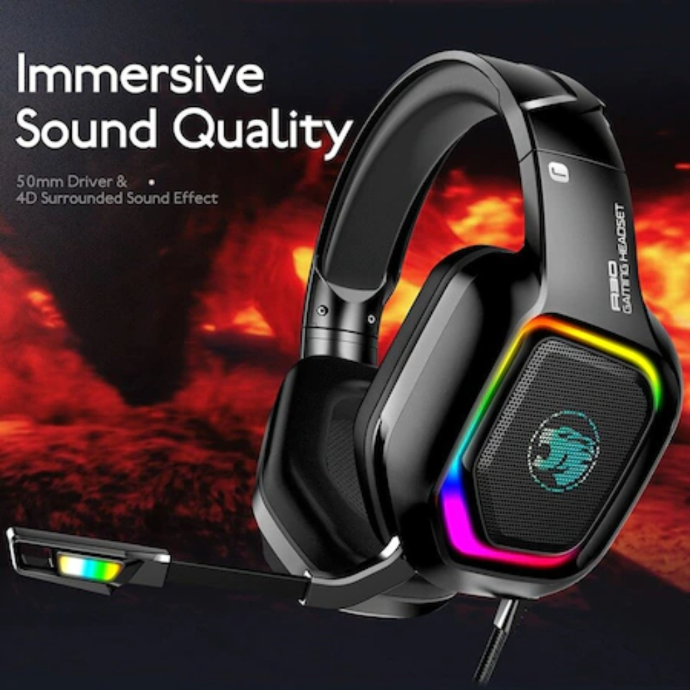 Casti Gaming A30 cu Microfon, Jack 3.5mm, USB, Negre