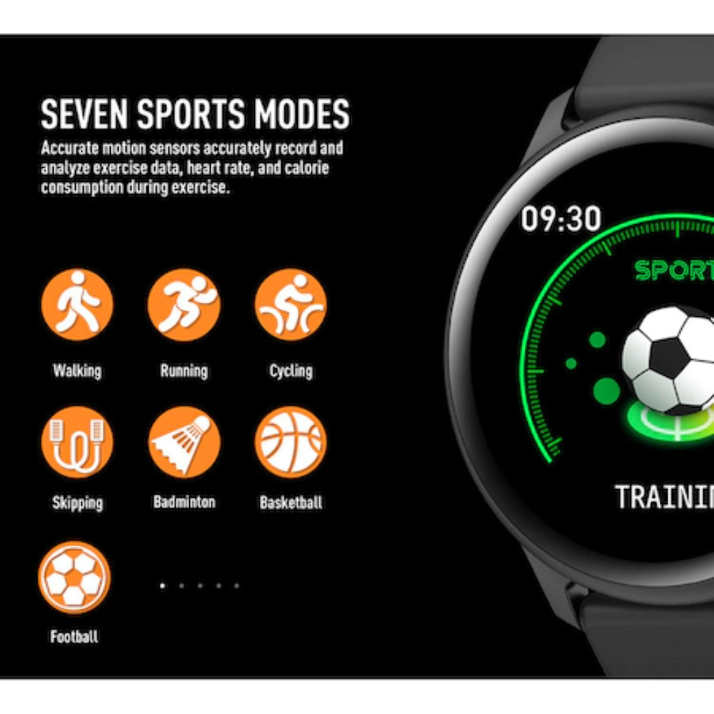 Smart Watch WAMA, KW19, Ecran 1.3 inch HD Rotund, Monitorizare Cardiaca, Tensiune. Oxigenare, Negru