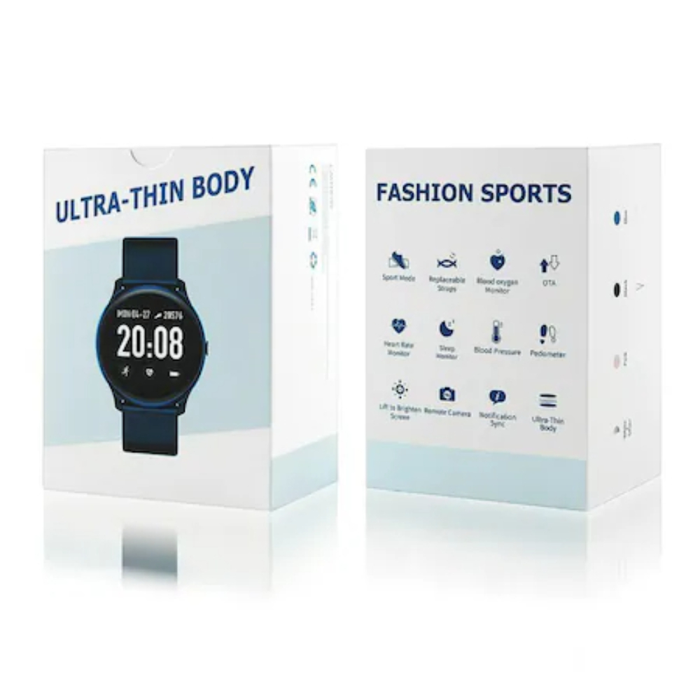 Smart Watch WAMA, KW19, Ecran 1.3 inch HD Rotund, Monitorizare Cardiaca, Tensiune. Oxigenare, Negru